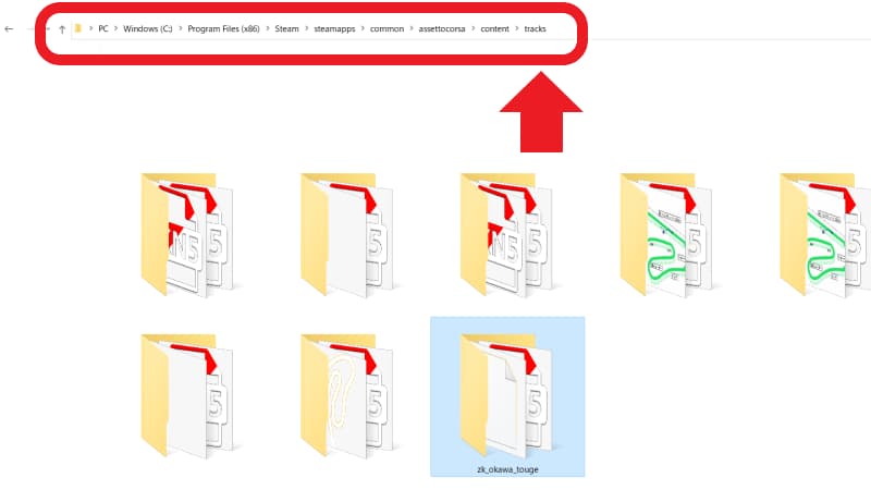 解凍した「zk_okawa_touge」をtrackフォルダに入れる